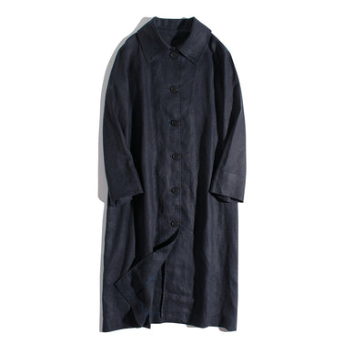Abrigo Trench Coat de Algodón y Lino con Solapas Holgadas para Mujer - Image 14