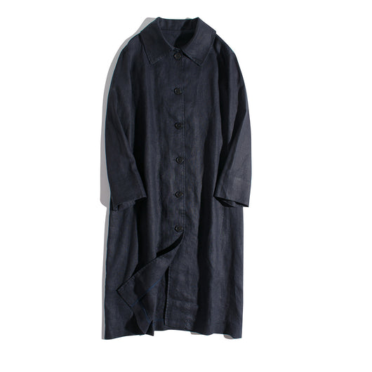 Abrigo Trench Coat de Algodón y Lino con Solapas Holgadas para Mujer - Image 14