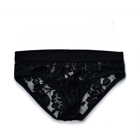 Calzoncillos Hombre Cintura Baja con Encaje Negro y Blanco