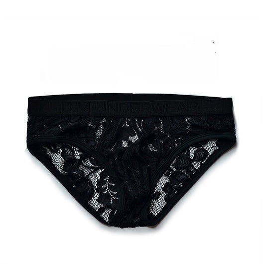 Calzoncillos Hombre Cintura Baja con Encaje Negro y Blanco