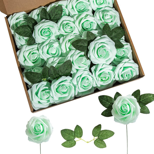 Rosas de Espuma PE con Tallo y Hojas - 25 Flores Decorativas para Bodas y San Valentín - Image 38