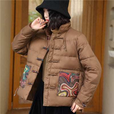 Chaqueta Acolchada Retro Estilo Chino con Cuello Alto para Mujer - Image 12