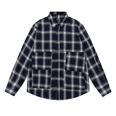 Camisa de Cuadros Americana Retro Manga Larga para Hombre