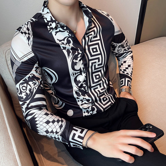 Camisa Manga Larga Estampada Slim Fit para Hombre - Image 5