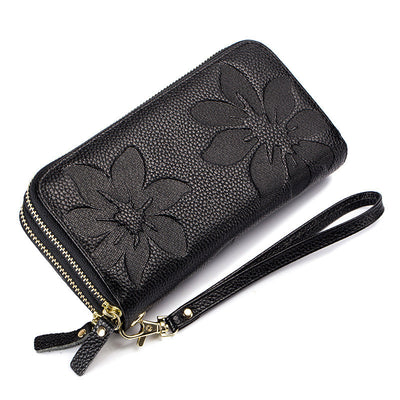 Billetera Grande de Cuero Genuino con Doble Cierre para Mujer - Image 6