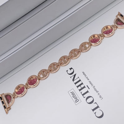 Correa de Reloj con Anillo de Diamante y Metal Quicksand