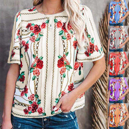 Playera Estampada Cuello Redondo Manga Corta para Mujer
