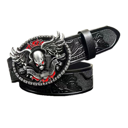 Cinturón de Cuero para Hombre con Hebilla de Aleación y Diseño Vintage Grabado - Image 5