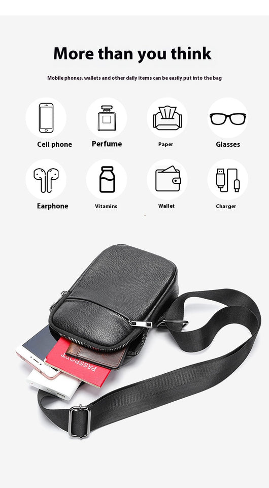 Bolsa de Pecho Crossbody de Cuero Genuino para Hombre - Funcional y Versátil - Image 14