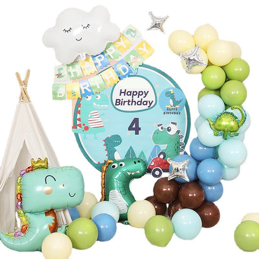 Fondo Decorativo Dinosaurios con Globos para Cumpleaños Infantil - Image 12