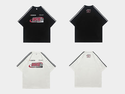 Playera Retro de Carreras con Estampado Desgastado - Unisex para Pareja - Image 15