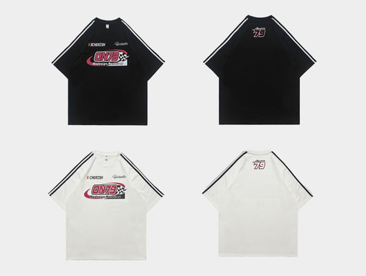 Playera Retro de Carreras con Estampado Desgastado - Unisex para Pareja - Image 15
