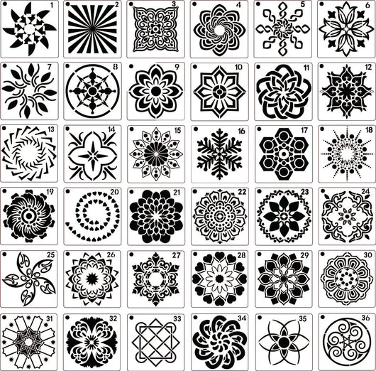 Plantilla de Pintura Mandala 36 Diseños - Estarcido Hueco para Pintura en Spray - Image 6