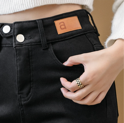 Pantalones Denim Cintura Alta con Forro de Visón para Mujer - Image 12