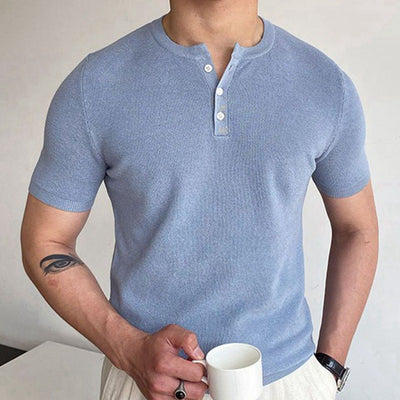 Camiseta de Lana Cuello Redondo Manga Corta para Hombre - Image 12