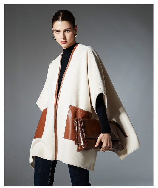 Chal Cruzado de Cuero Crema para Otoño e Invierno - Image 11