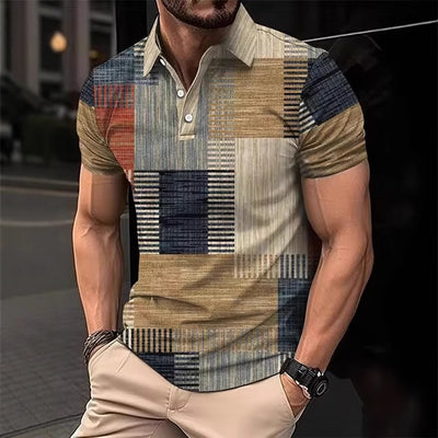 Polo Casual de Hombre con Rayas Estampadas