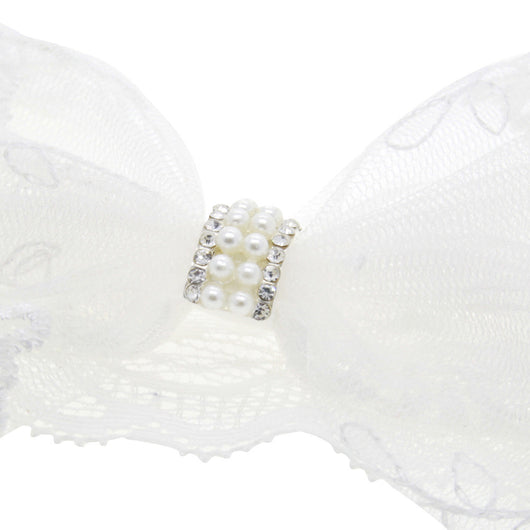 Diadema Elástica Infantil con Moño y Encaje en Colores Sólidos - Image 10
