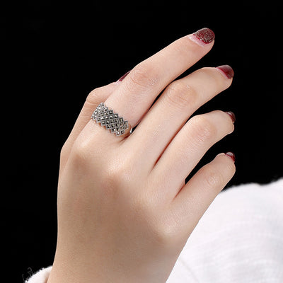 Anillo de Plata Tailandesa Vintage con Incrustaciones de Piedra Marksai para Mujer - Image 5