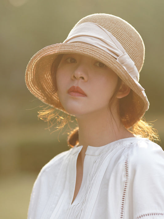 Sombrero de Paja Estilo Japonés Minimalista para Mujer