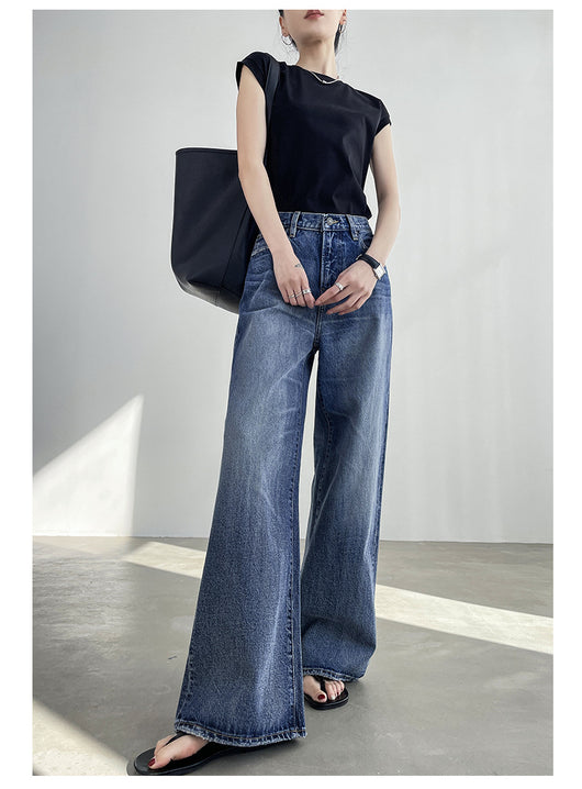 Jeans Azul Claro Cintura Alta Pierna Ancha Mujer Corte Recto - Image 23