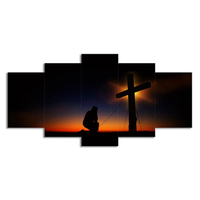 Cuadro Óleo Atardecer con Cruz de Cristo para Sala de Estar - Image 10