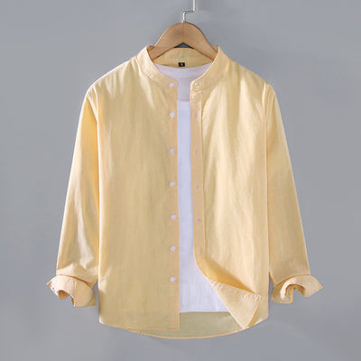 Camisa Manga Larga Cuello Alzado Hombre Primavera Otoño - Image 12