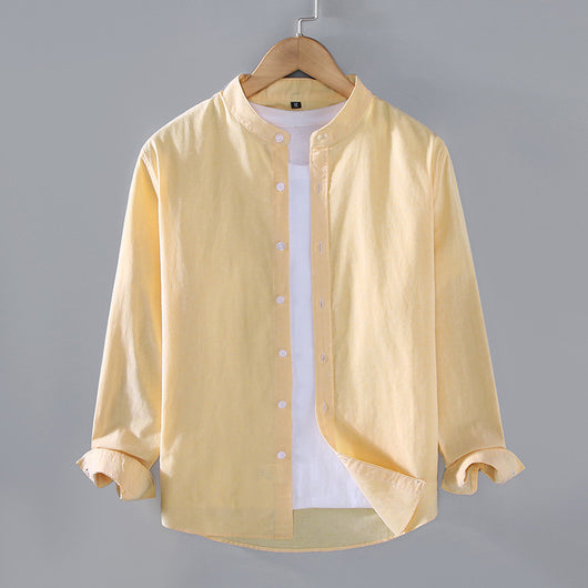 Camisa Manga Larga Cuello Alzado Hombre Primavera Otoño - Image 12