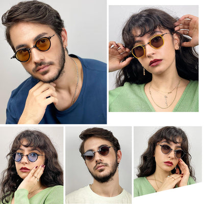 Gafas de Sol Steampunk Redondas Vintage Montura Pequeña - Image 16