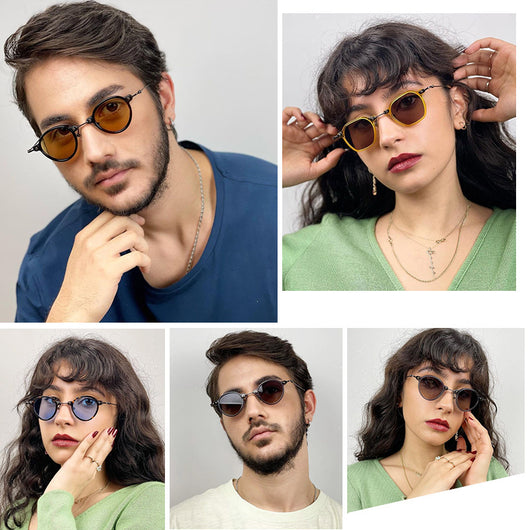 Gafas de Sol Steampunk Redondas Vintage Montura Pequeña - Image 16