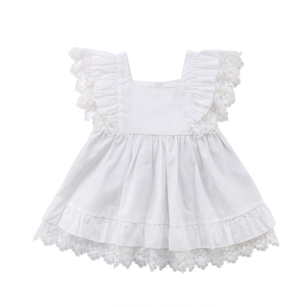 Vestido Infantil de Encaje Blanco con Malla - Image 4