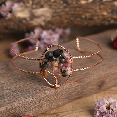 Pulsera de Turquesa Natural con Alambre de Cobre Dorado para Mujer - Image 8