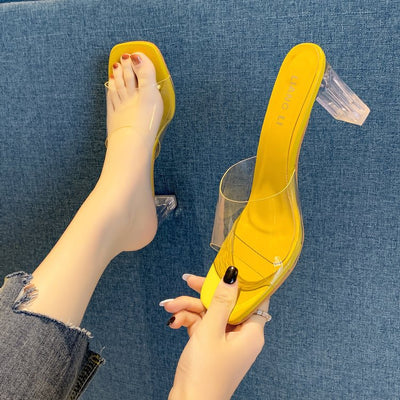 Sandalias Transparentes Punta Pez con Tacón Grueso Alto para Mujer - Image 13