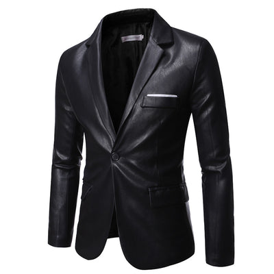 Blazer de Cuero PU con Un Botón para Hombre Tallas Grandes - Image 7
