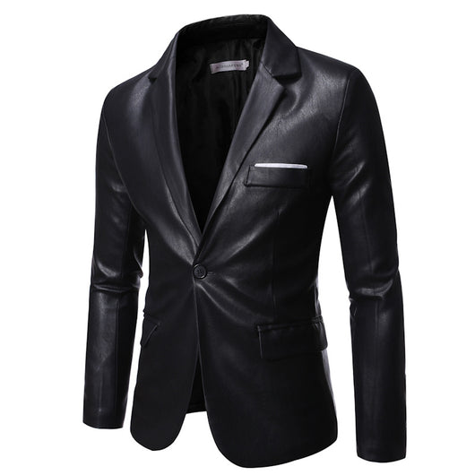 Blazer de Cuero PU con Un Botón para Hombre Tallas Grandes - Image 7