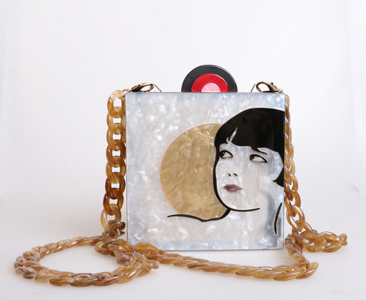 Bolso Vintage Cosido a Mano - Cartera Acrílica Cuadrada Pequeña para Eventos - Image 3