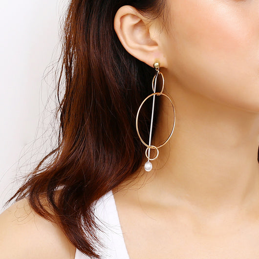 Aretes Geométricos Dorados y Plateados - Diseño Moderno Trendy - Image 4