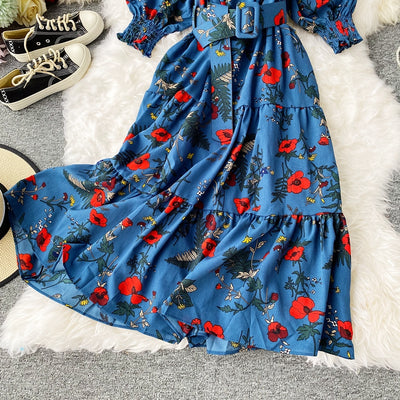 Vestido Estampado con Cuello y Mangas Farol Ajustable - Image 8