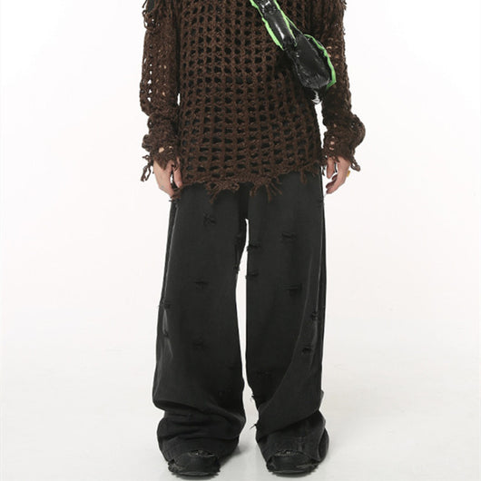 Pantalones Vaqueros Rotos Ancho Estilo Otoño para Hombre - Image 15
