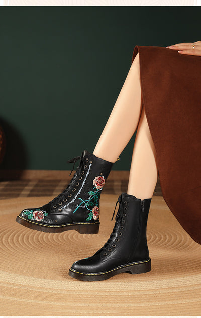Botines Étnicos con Bordado para Mujer - Tacón Medio y Cierre Lateral - Image 11