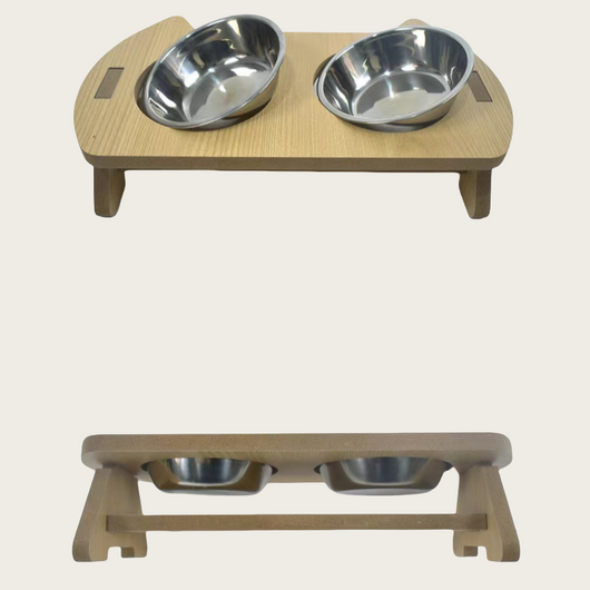 Comedero Doble para Gatos de Madera con Protección Cervical y Tazones Antivuelco - Image 7
