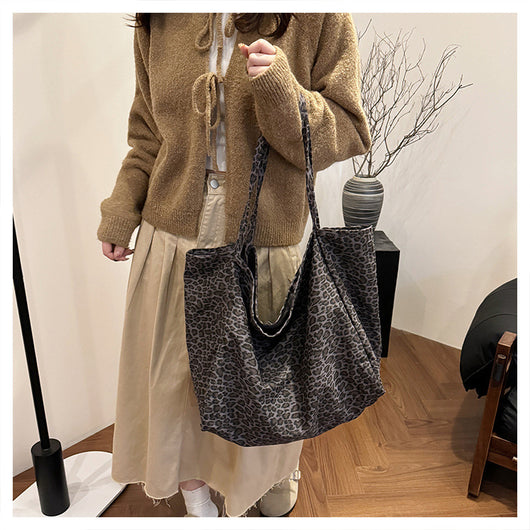 Bolso Retro de Hombro Estampado Leopardo con Textura Casual - Image 3