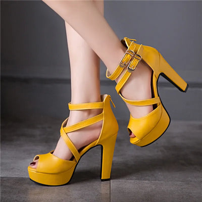 Sandalias Romanas de Tacón Grueso con Hebilla Elegante para Mujer - Image 17