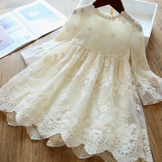 Vestido Princesa de Encaje Manga Corta Primavera Otoño - Image 3