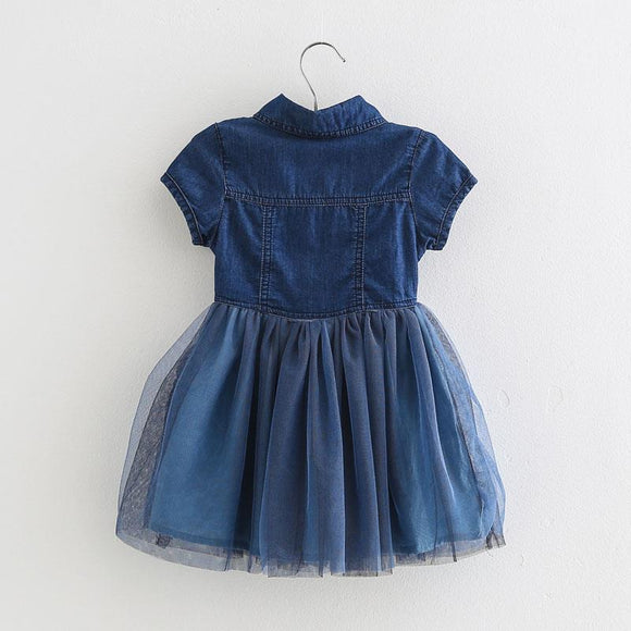 Vestido Corto de Mezclilla con Mangas Cortas