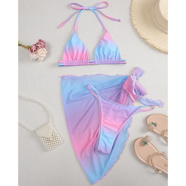 Traje de Baño Degradado de Tres Piezas Sexy