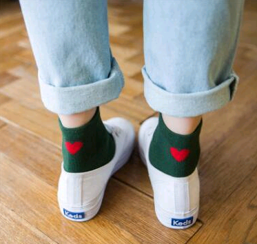 Calcetines de Algodón para Mujer con Diseño de Corazones - Otoño e Invierno