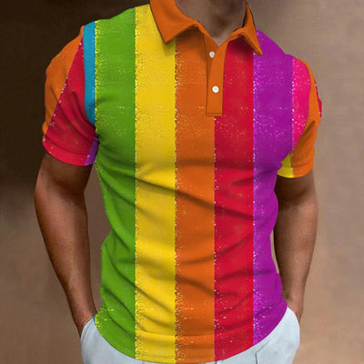 Playera Casual de Verano para Hombre con Estampado 3D Arcoíris - Image 9