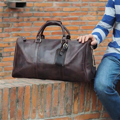 Bolsa de Viaje Estilo Retro Europeo y Americano en Cuero Genuino - Image 9