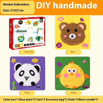 Kit de Bordado Infantil con Animales de Dibujos Animados - Juguete Educativo DIY para Jardín - Image 13